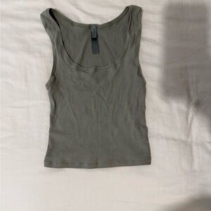 Olive Green Ribbed Tank Top from skims